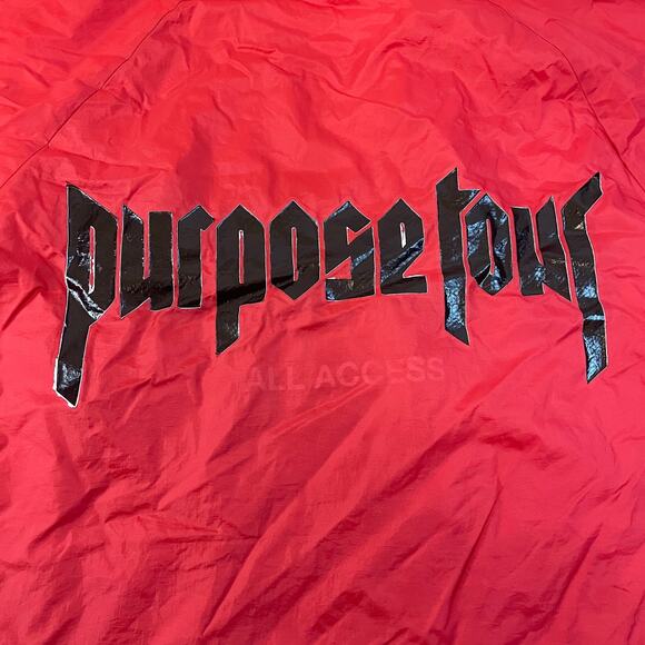 Justin Bieber Purpose Tour All Access Jacket 2016 Crew Red Medium Augusta - Picture 10 of 12